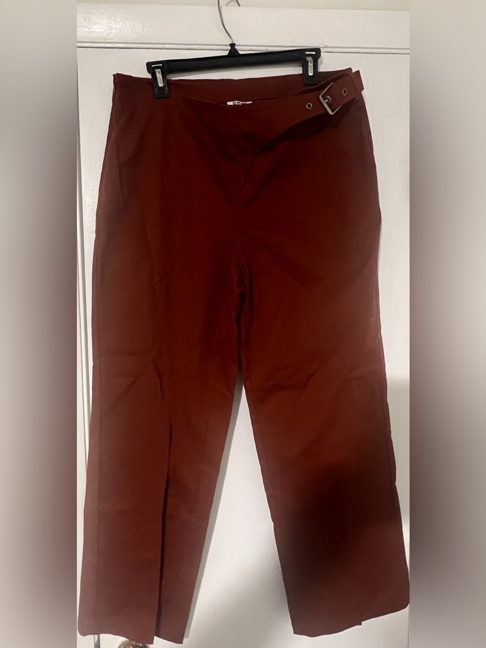 Women’s Rust Brown Straight-Leg Pants with Belt